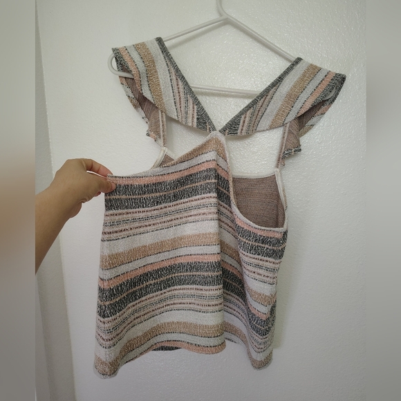 Madewell Women's Textured Knit Top in Neutral Stripes Sz Small - Picture 4 of 8